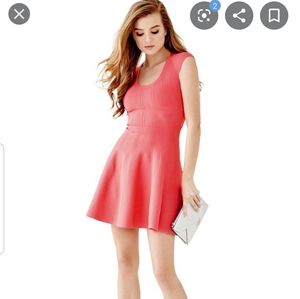Guess cap sleeve fit and flair coral dress